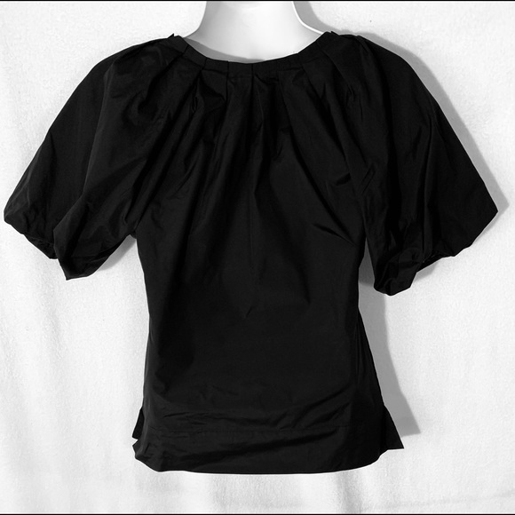 Rare BCBGMaxazria Black XS Boxy Poofed Sleeves Top - Picture 5 of 7